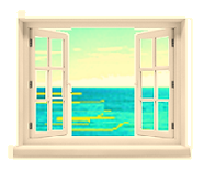 beach house window